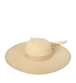 Соломенная шляпа широкополая с лентой, бежевая