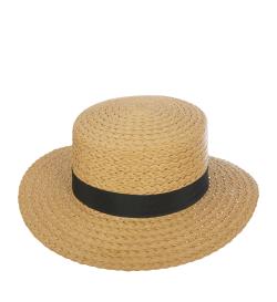 Соломенная шляпа 'канотье', бежевая