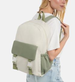 Рюкзак с пряжками, зелено-бежевый
