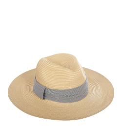 Соломенная шляпа 'федора'с широкими полями, бежевая
