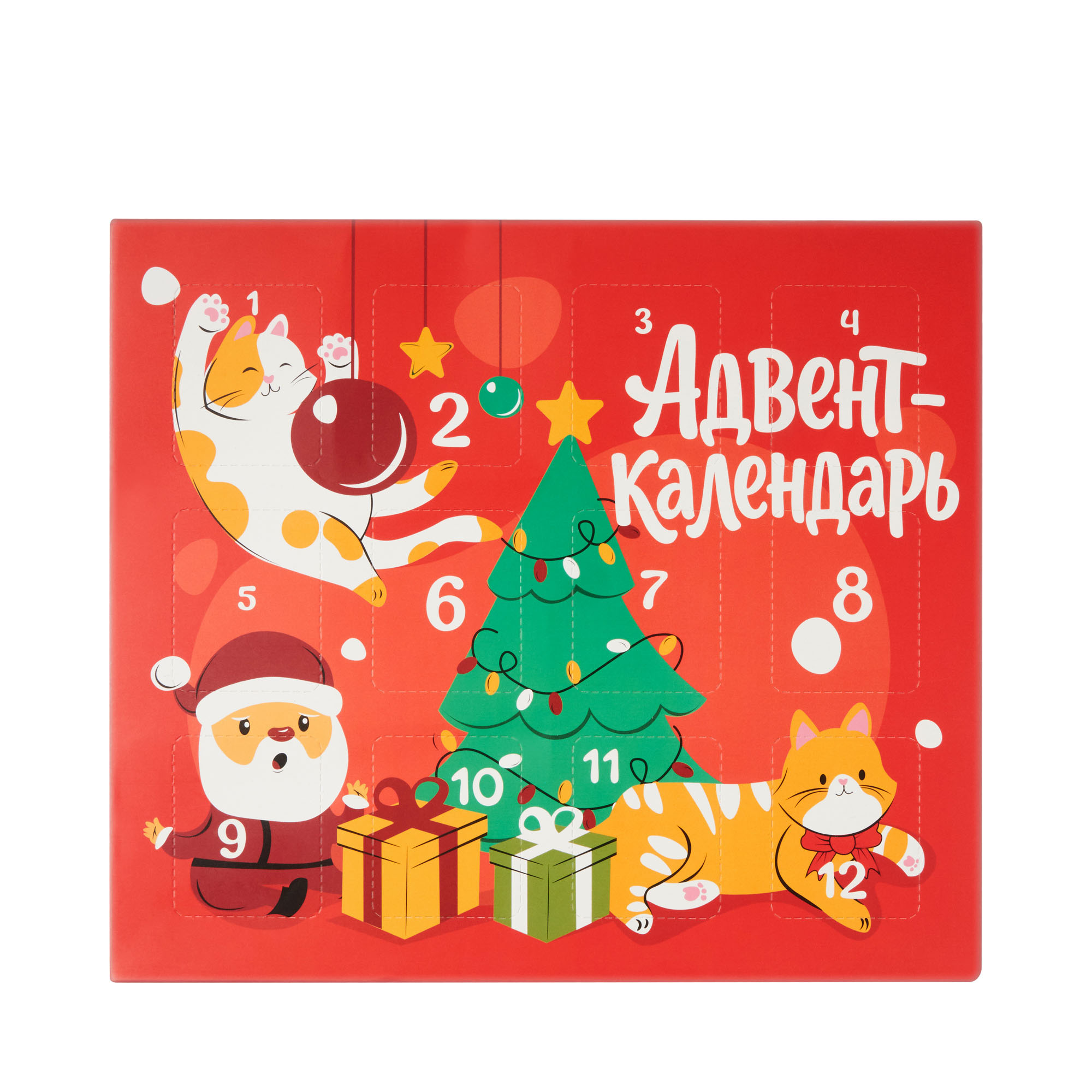 Адвент-календарь с игрушками для кошек, 12 предметов, фото 