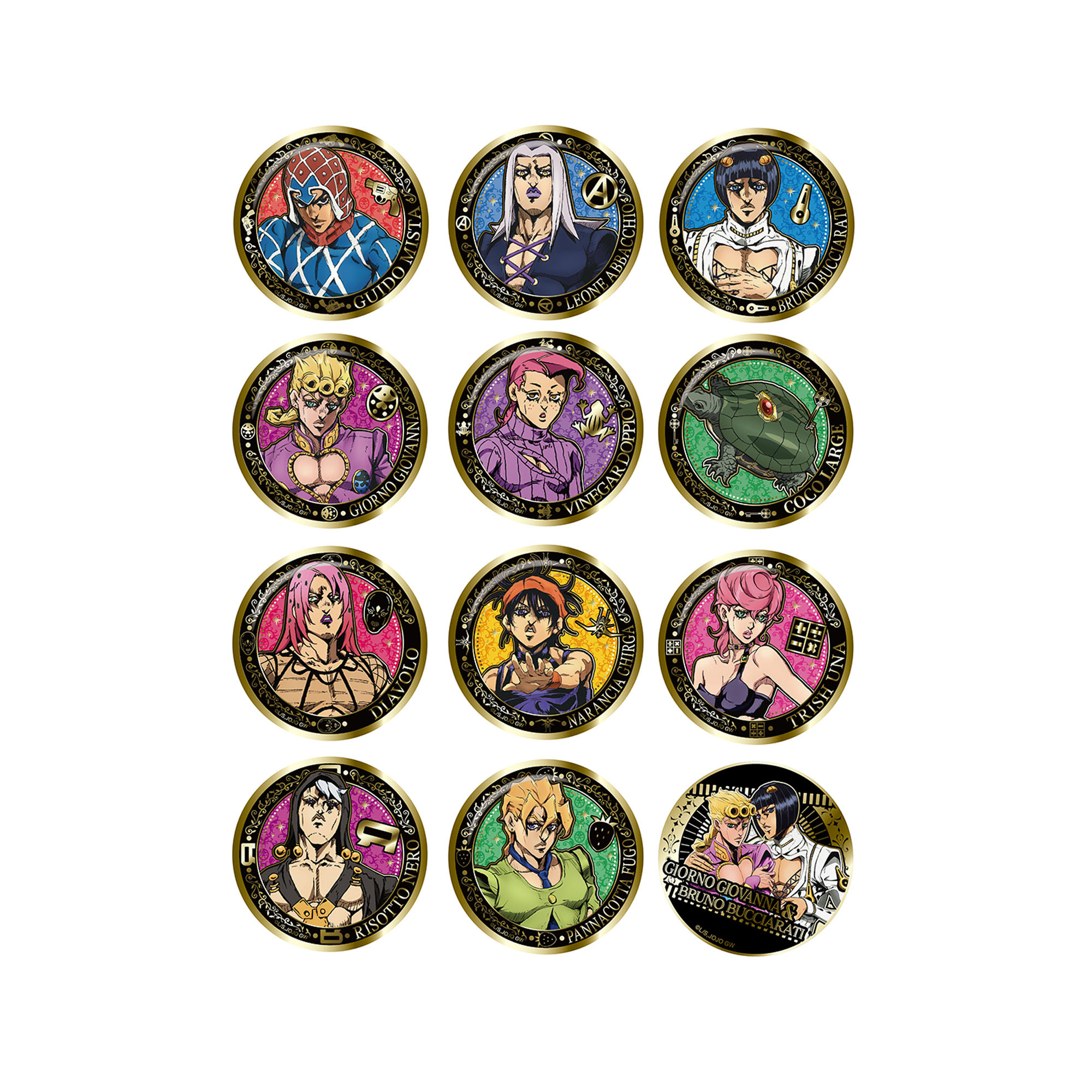 Значок Аниме Невероятные приключения ДжоДжо: Golden Wind Gilded Metal Pins в асс., фото 