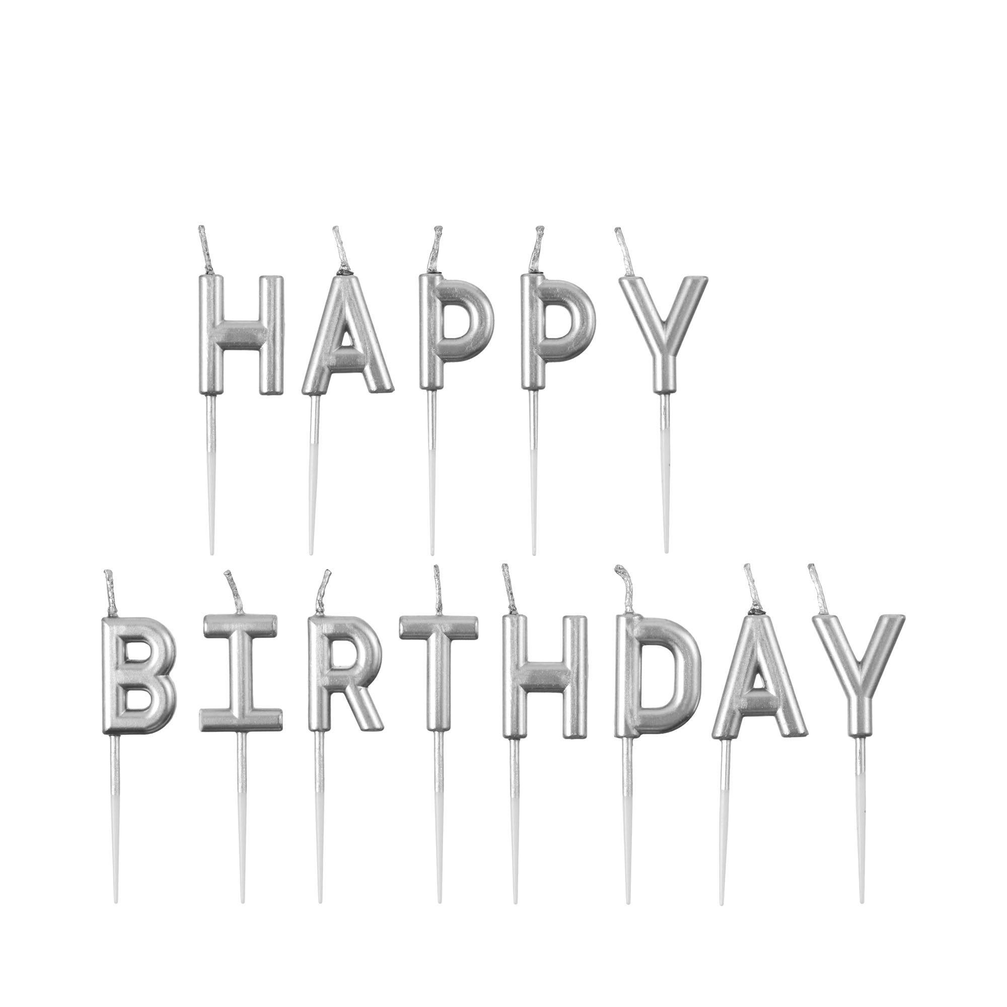 Свечи для торта 'Happy Birthday' металлик, фото 